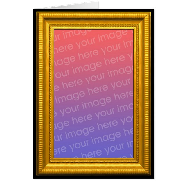 Cartão Modelo de Quadro de Imagem Dourada (vertical) (Frente)