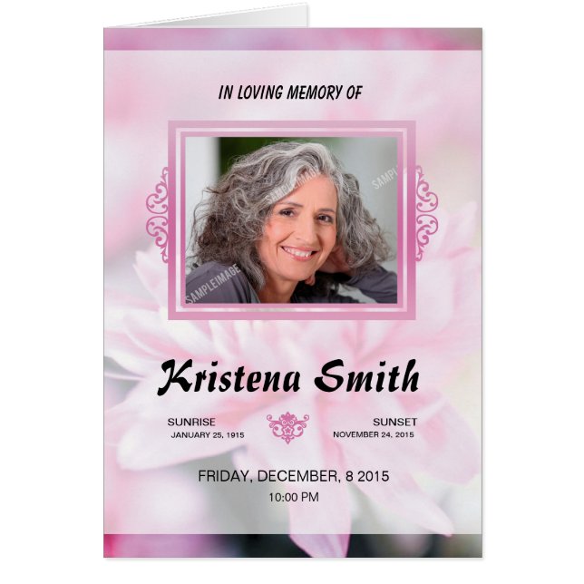 Cartão Modelo fúnebre memorável do programa (Frente)