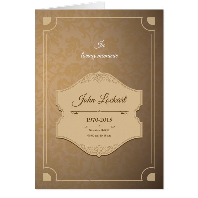 Cartão Modelo fúnebre Printable do programa (Frente)