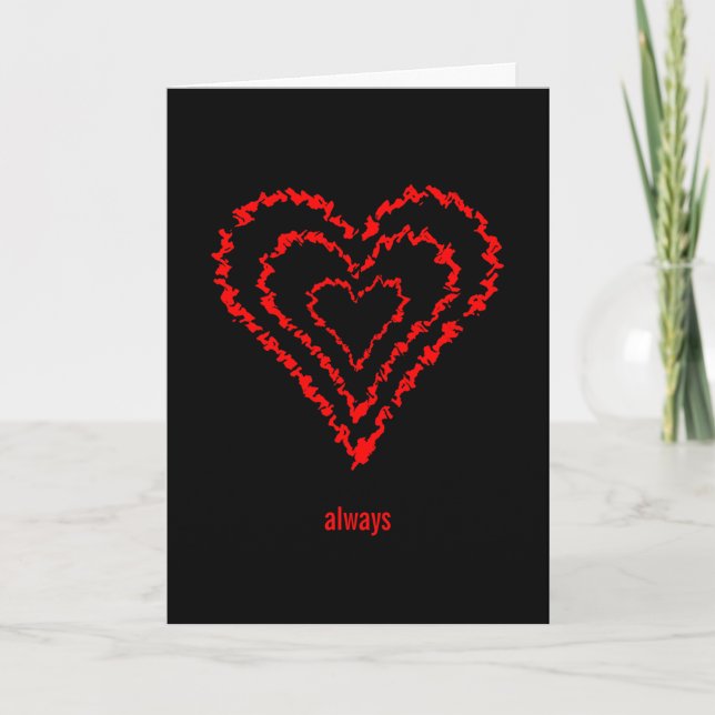 Cartão Modern Abstract Heart “Always” Love Card (Frente)