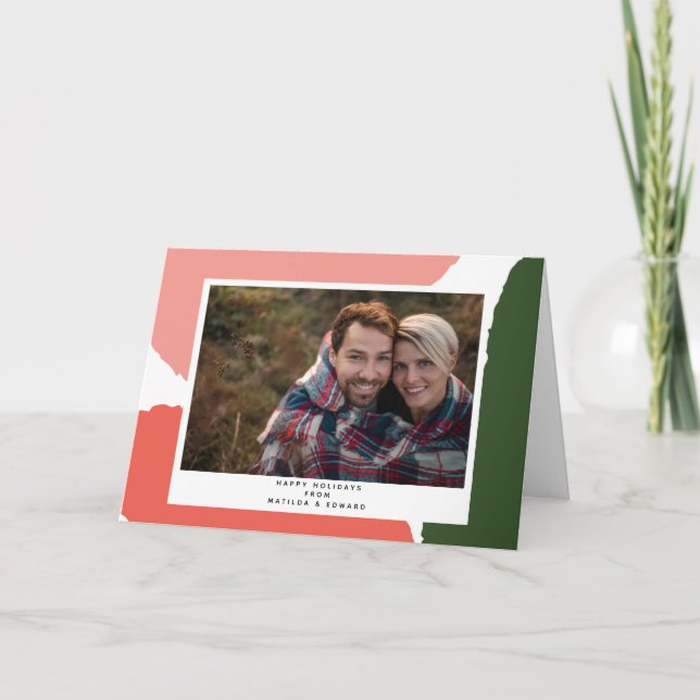 Cartão modern abstract pink green holiday (Frente)