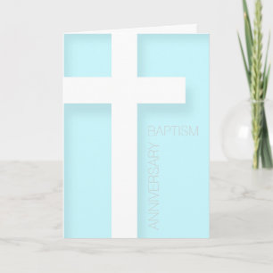 Cartão Modern Anniversary of Baptism in Blue Greeting
