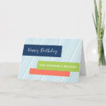Cartão Modern Aqua Stripes Brother Birthday<br><div class="desc">Cartão de aniversário para irmão com listras azuis modernas design e verso pensativo.</div>
