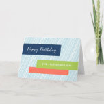 Cartão Modern Aqua Stripes Son Anithday<br><div class="desc">Cartão de aniversário para filho com design de listras azuis e turquesas modernas e verso pensativo.</div>