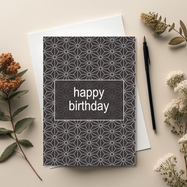 Cartão Modern Asanoha Geometric Pattern Birthday Card (Modern Geometric Japanese Asanoha Pattern Birthday Card)