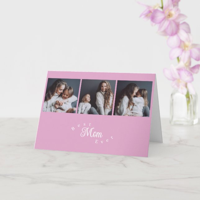 Cartão Modern Best Mom Ever 3 Photo Mother's Day (Orquídea)