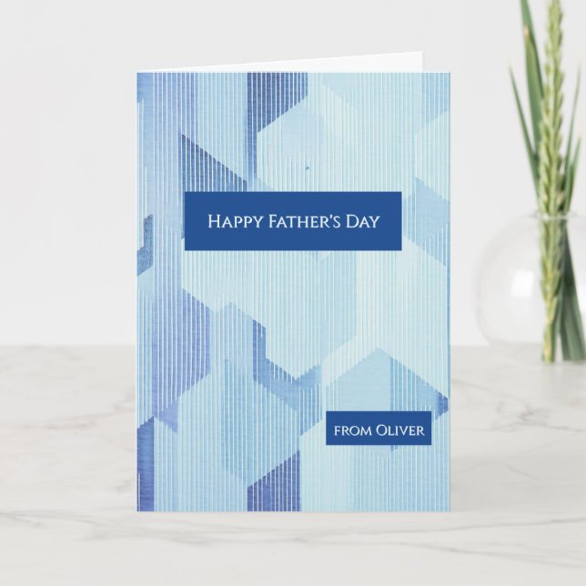 Cartão Modern Blue Geometric  Happy Father's Day Card (Frente)
