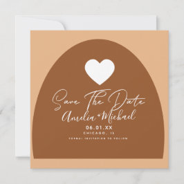 Cartão Modern Boho Arch Forma Orgânica Coração Salvar a D