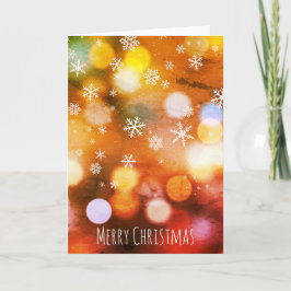 Cartão Modern Bokeh Colorful Lights Snowflake Natal