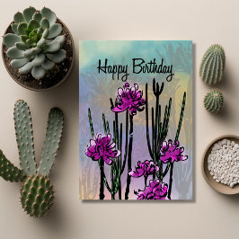Cartão Modern Desert Bloom Floral Birthday
