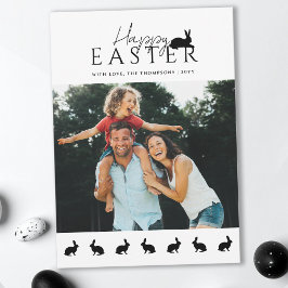 Cartão Modern Family Photo With Bunnies Stylish Easter