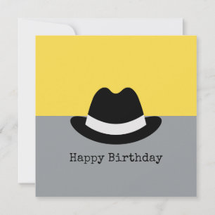Cartão Modern Fedora Colorblock Birthday