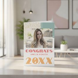 Cartão Modern Felicita Dourada Foto do Formando Glitter