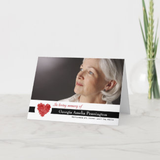 Cartão Modern floral heart in memory of photo folded card