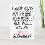 Cartão Modern Funny Godfather Proposal Photo<br><div class="desc">Will you be my Godfather Card features funny text on the front ,  baby's photo and text inside. Click customize further to edit text,  change font style / color or add more photos.</div>