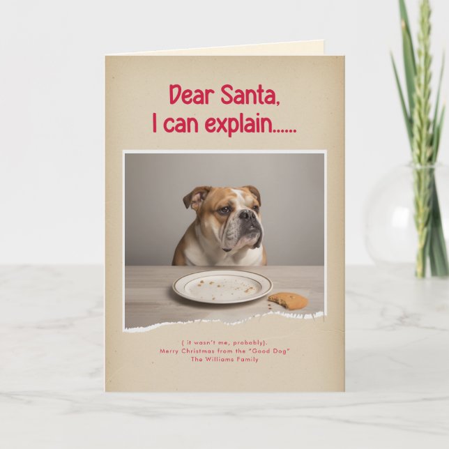 Cartão Modern Funny Pet Photo Christmas Holiday Folded (Frente)