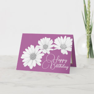 Cartão Modern Girly Daisies Floral Flores Rosa Aniversári