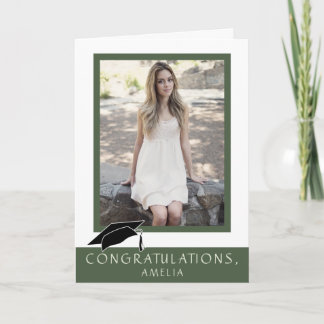 Cartão Modern Green Congratulations Graduation Photo