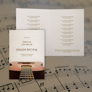 Cartão Modern Guitar Music Senior Recital Program List