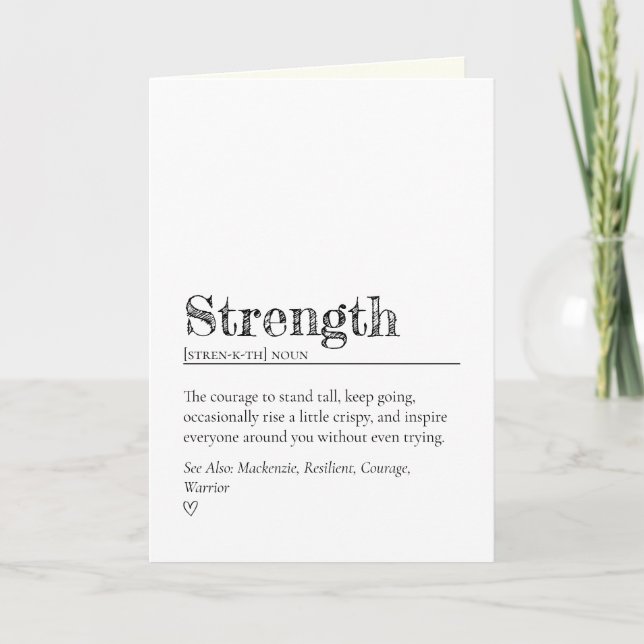Cartão Modern Heartfelt Encouragement Strength Definition (Frente)
