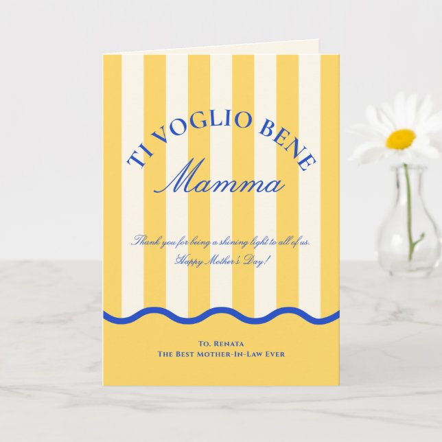 Cartão Modern Italian Mother In law Mother’s Day Card (Planta pequena)