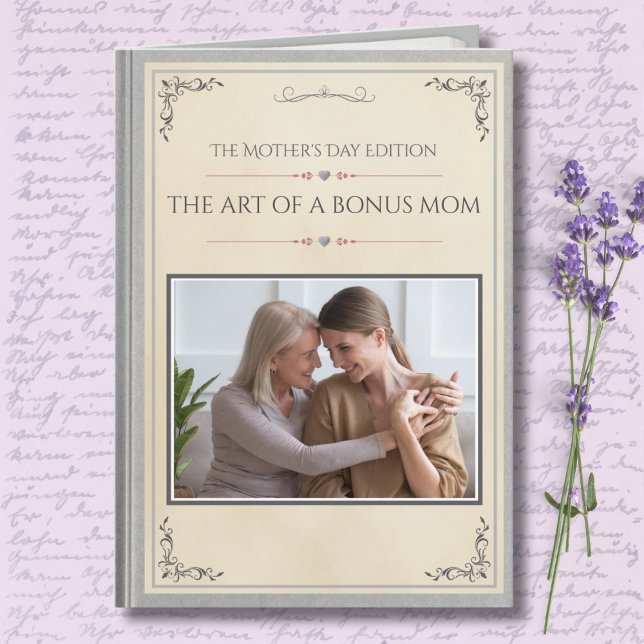 Cartão Modern Luxury Stepmom Storybook Mother's Day (Premium Silver Stepmom Mother's Day Card | The Art of a Bonus Mom Modern Storybook Photo Keepsake)