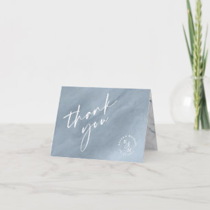 Cartão Modern Marble Glitter Thank You Dusty Blue ID816