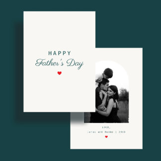 Cartão Modern Minimal Heart Custom Photo Father's Day
