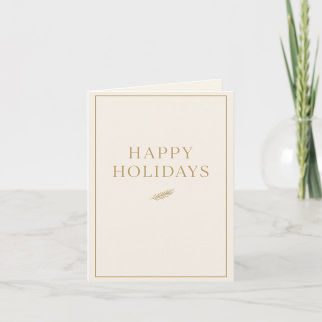 Cartão Modern Minimalist Holiday Card – Elegant Neutral  (Frente)