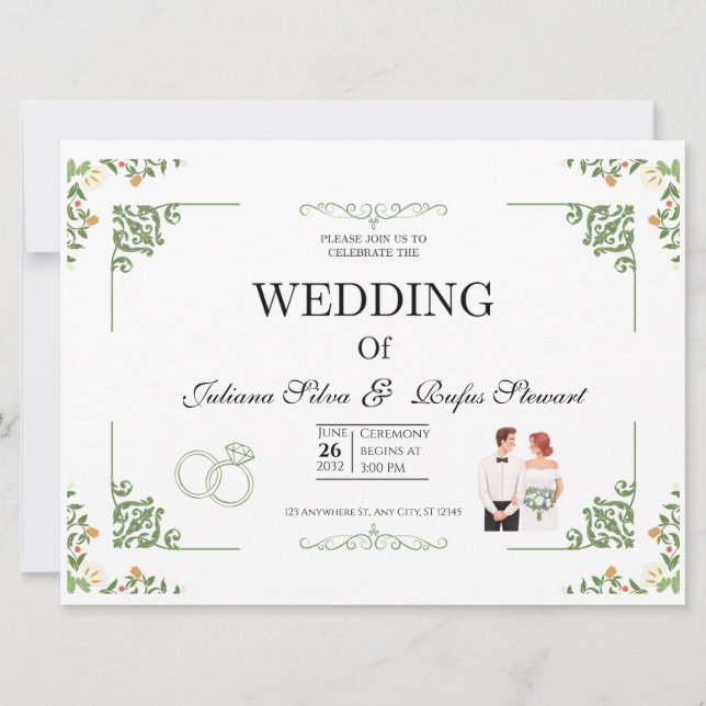 Cartão Modern Minimalist Sage Green Arched  Wedding Card (Frente)