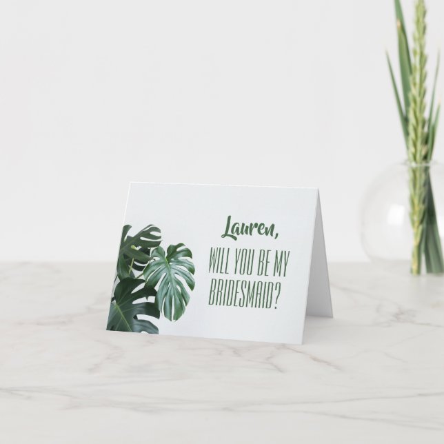 Cartão Modern Monstera Bridesmaid (Frente)