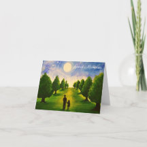 Modern moonlit evening with trees walking with Dad