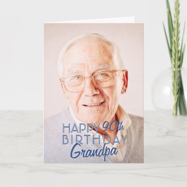 Cartão Modern Photo Grandpa Happy Birthday Greeting (Frente)