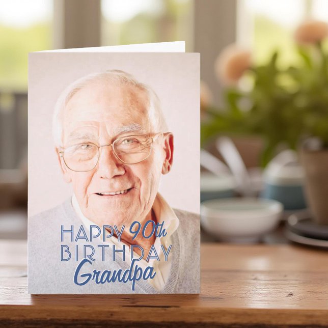 Cartão Modern Photo Grandpa Happy Birthday Greeting (Criador carregado)