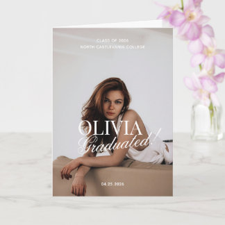 Cartão Modern Photo Typography Script Grad Party Folded