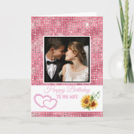 Cartão Modern Pink Glitter Happy Birthday to My Wife