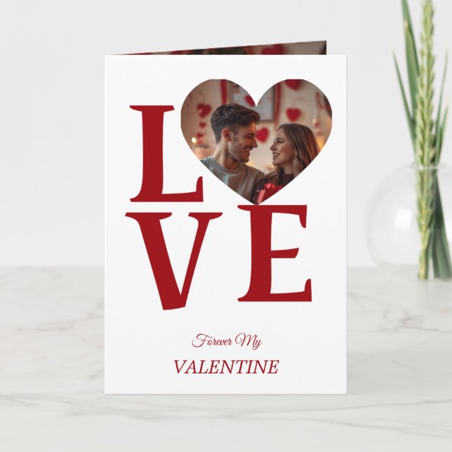 Cartão Modern Red Valentine’s Day Photo Card (Frente)