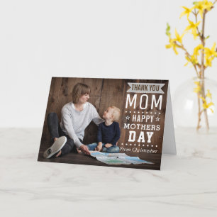 Cartão Modern Rustic Typography Happy Mother's Day Photo