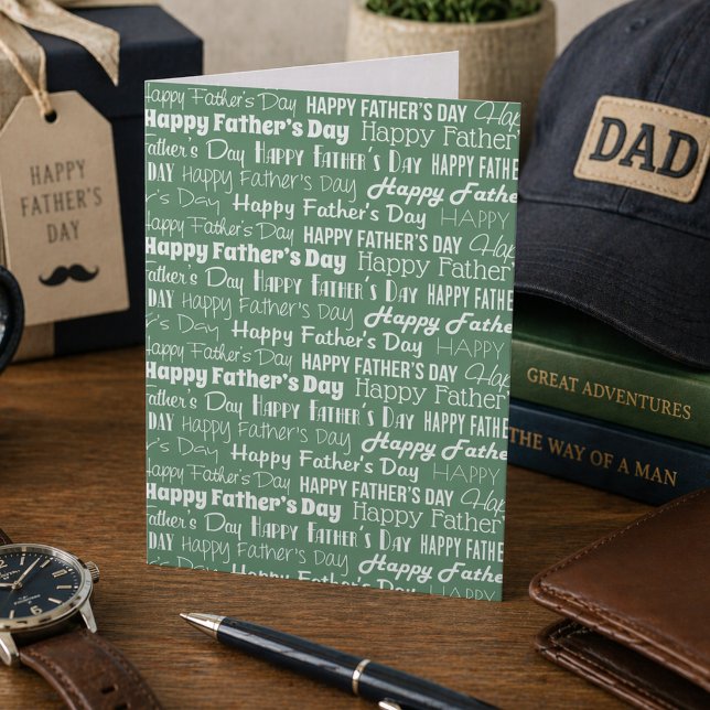 Cartão Modern Sage Green White Typography Father’s Day (Criador carregado)