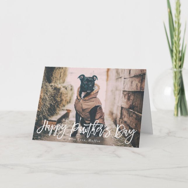 Cartão Modern Script | Happy Pawther's Day Card (Frente)