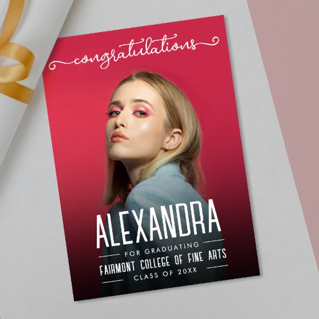 Cartão Modern Simple White Congratultions Graduate  Photo (Criador carregado)