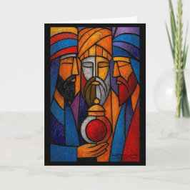 Cartão Modern Stained Glass Three Wise Men in English
