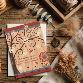 Cartão Modern Tree Floral Sympathy Quote Dragonfly