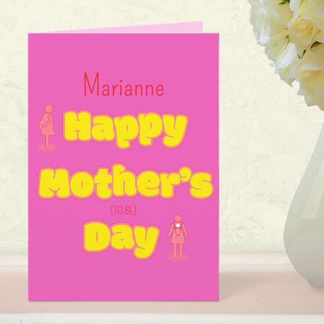 Cartão Modern Trendy Bright Pink Happy Mother's Day  (Mother's Day - Happy Mother's Day)