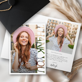 Cartão Modern Typography Graduate 2 Photo Thank You