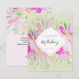 Cartão Modern Watercolor Boho Lilac Floral