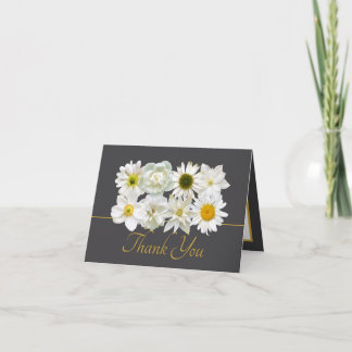 Cartão Modern White Botanical Flowers Elegant Thank You