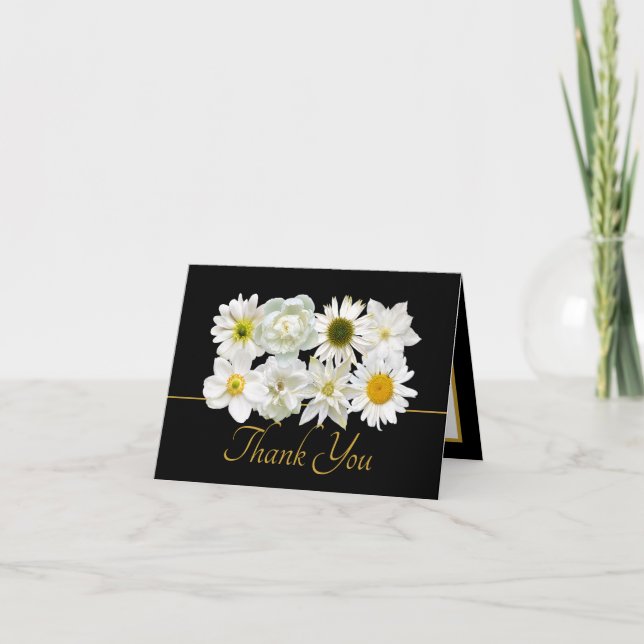 Cartão Modern White Botanical Flowers Elegant Thank You (Frente)