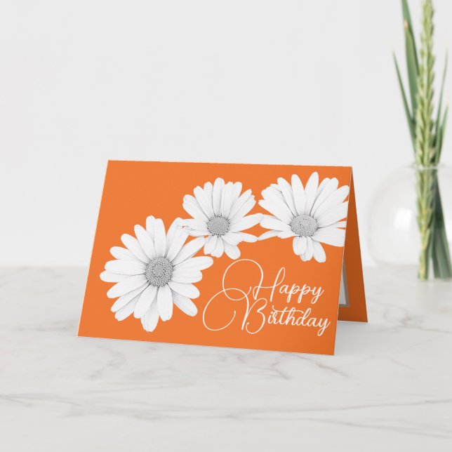 Cartão Modern White Daisies Botanical Colorful Birthday (Frente)