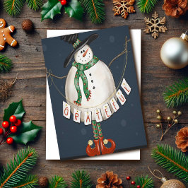 Cartão Modernidade Grata Cute Homem de Neve Inspiração de